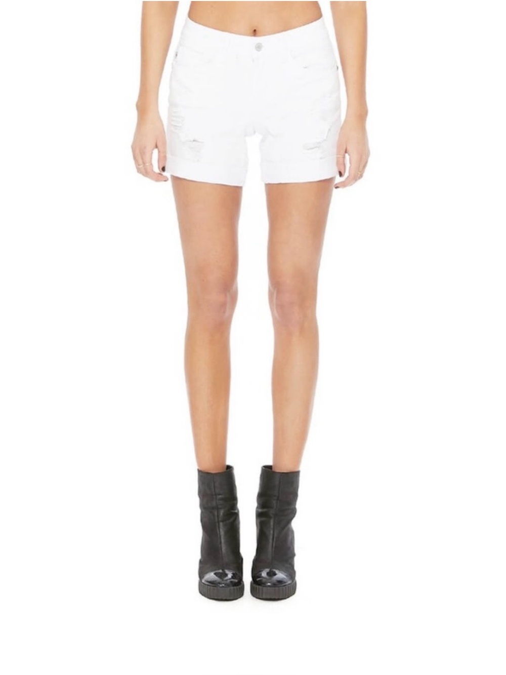 NWT❤️Judy Blue❤️White Distressed Rolled-Hem Denim Shorts Size S